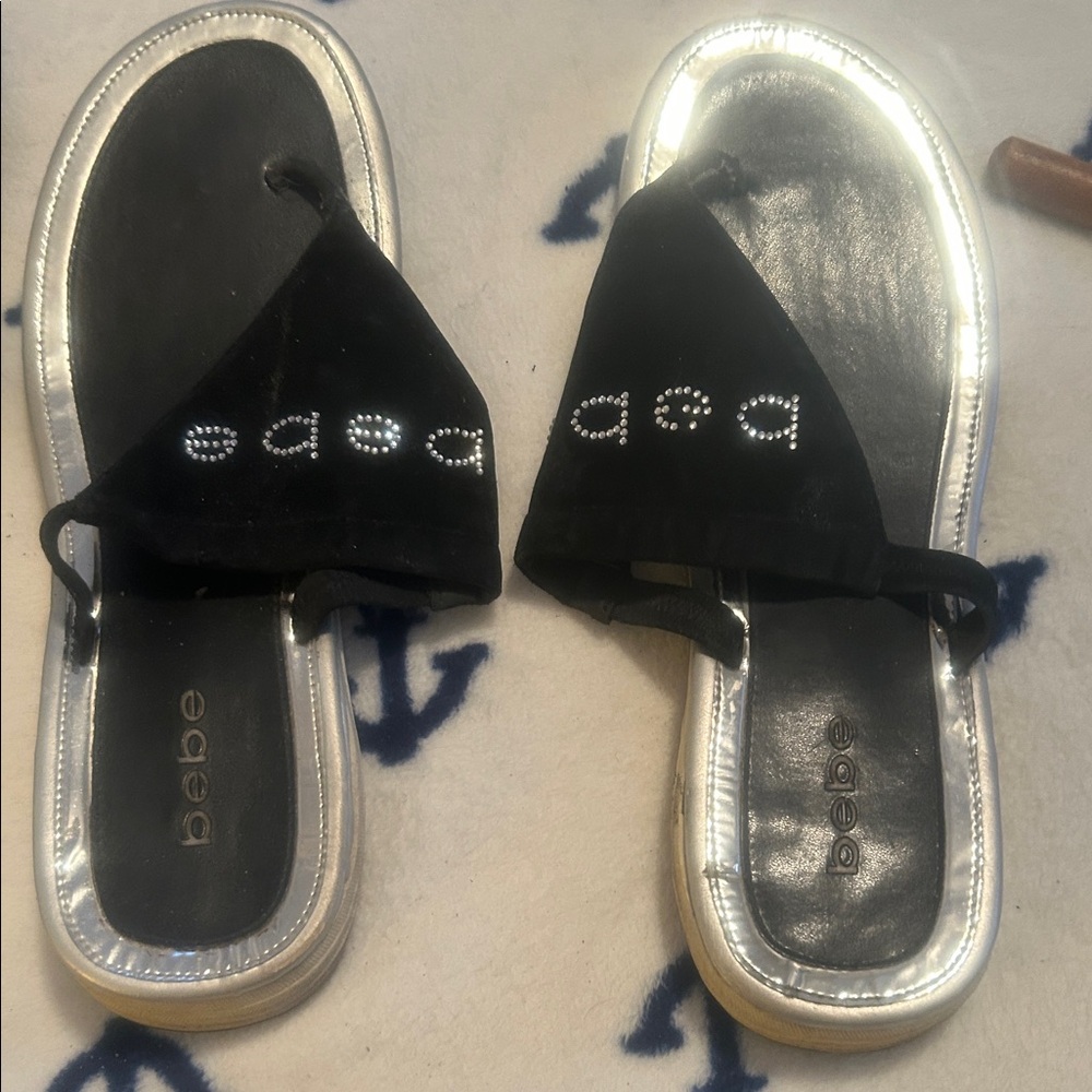 Bebe Women's Sandals with Black and Silver Accents